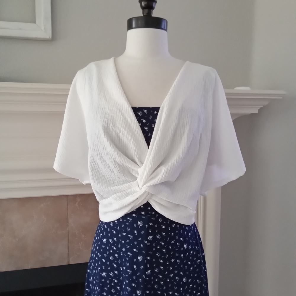 White Knot Front Relaxed Blouse